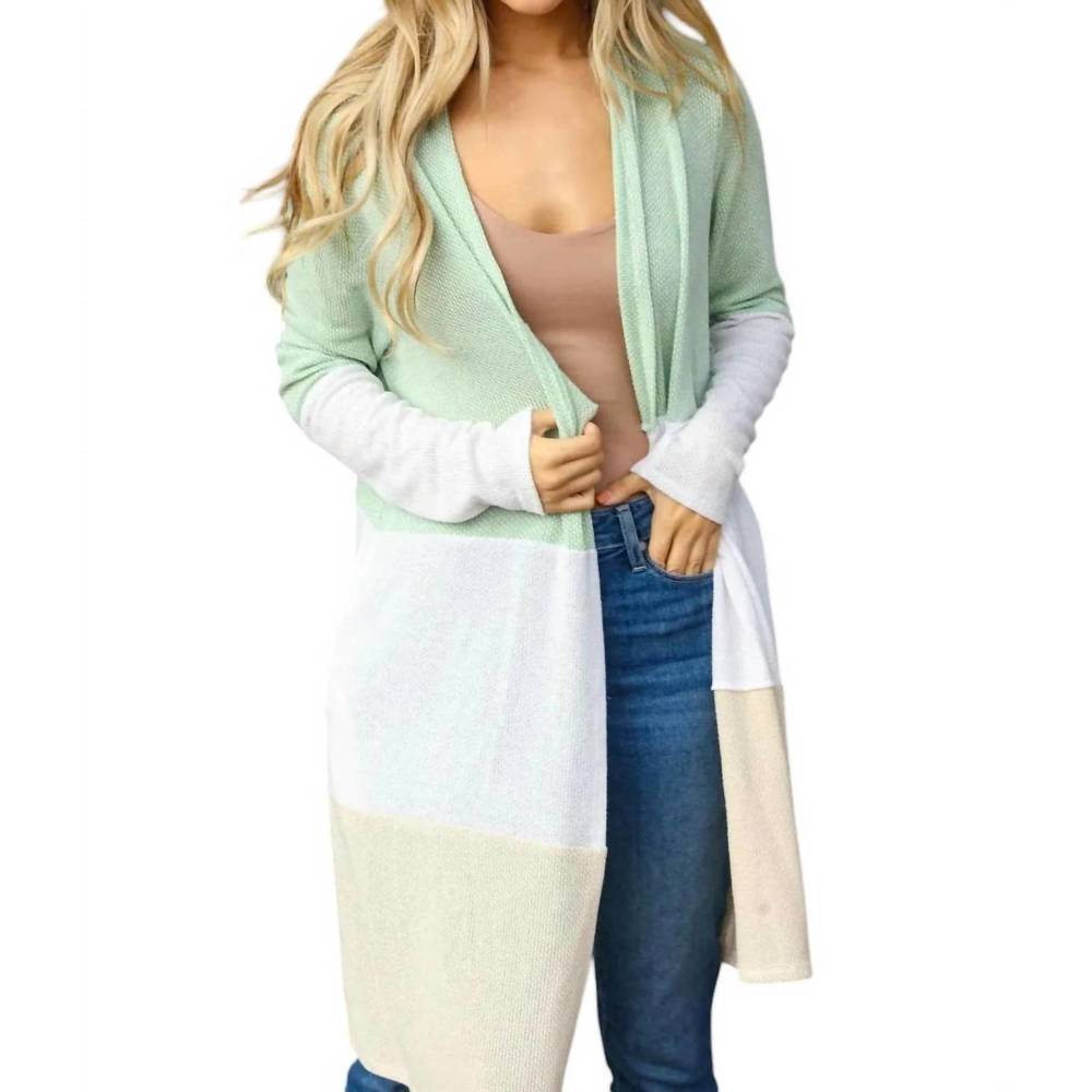 NEW HAPTICS colorblock cardigan in sage